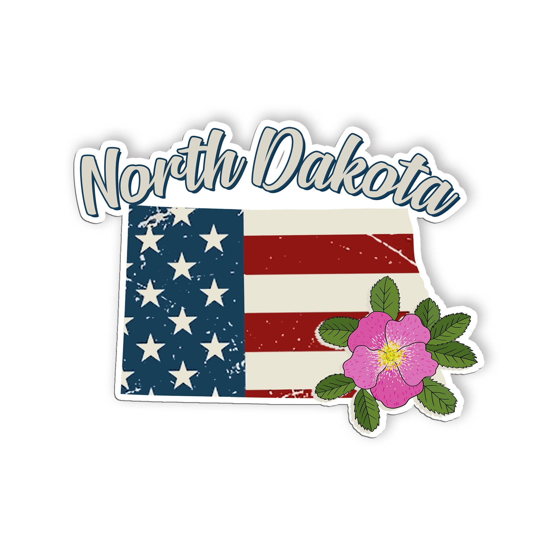 North Dakota State Flowers Stickers  US State Shaped Map Stickers, Vintage Ameri