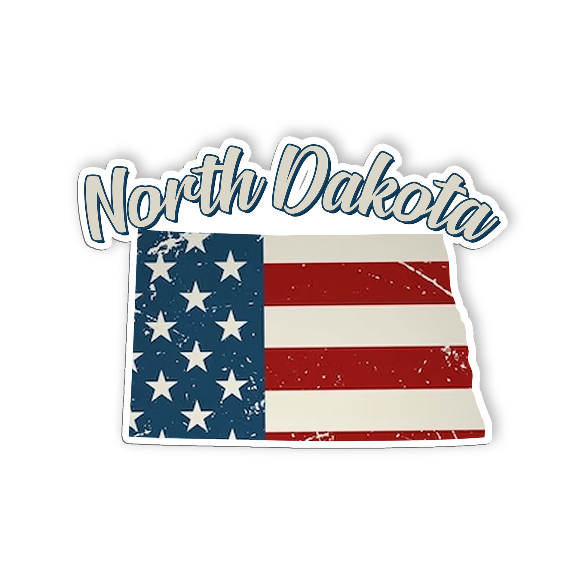 North Dakota Stickers  US State Shaped Map Stickers, Vintage American Flag Patri