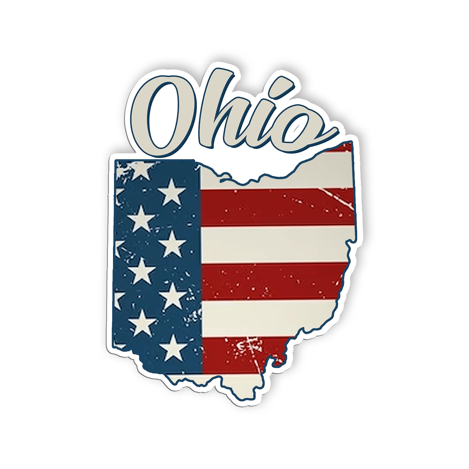 Ohio Stickers  US State Shaped Map Stickers, Vintage American Flag Patriotic Vin