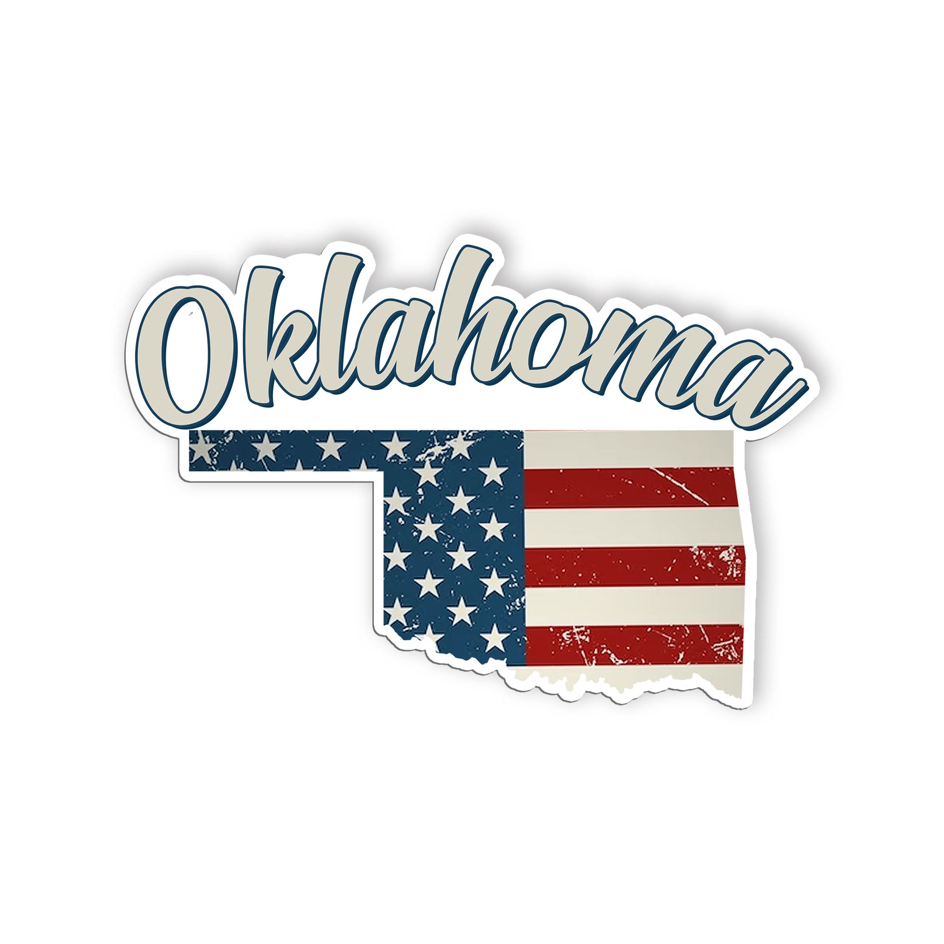 Oklahoma Stickers  US State Shaped Map Stickers, Vintage American Flag Patriotic