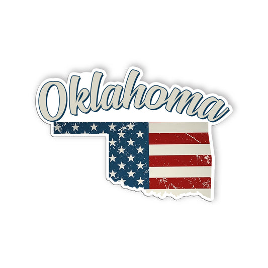 Oklahoma Stickers  US State Shaped Map Stickers, Vintage American Flag Patriotic