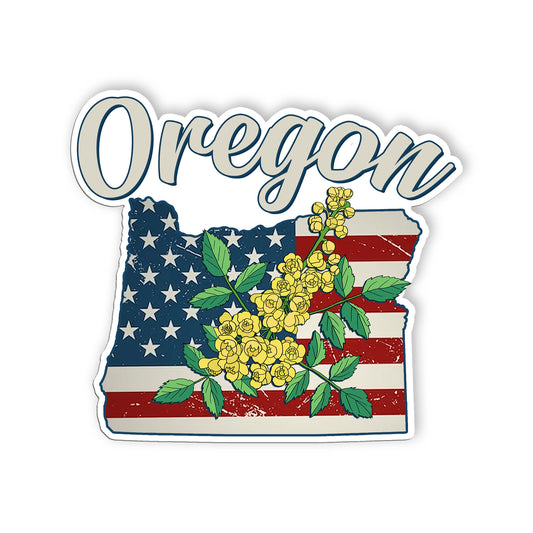 Oregon State Flower Stickers  US State Shaped Map Stickers, Vintage American Fla