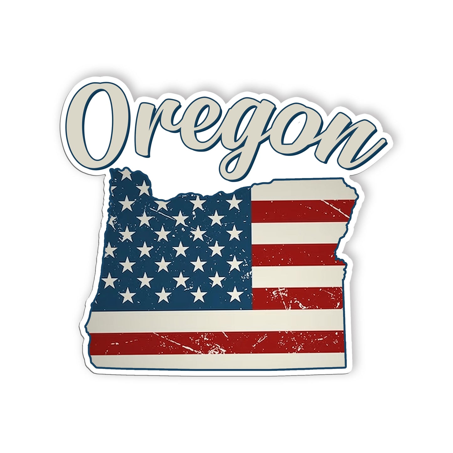 Oregon Stickers  US State Shaped Map Stickers, Vintage American Flag Patriotic V