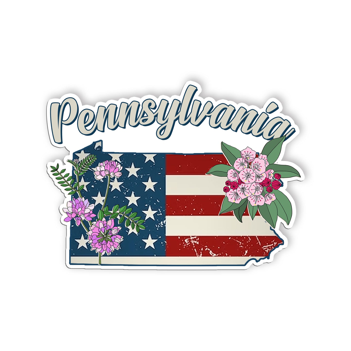 Pennsylvania State Flowers Stickers  US State Shaped Map Stickers, Vintage Ameri