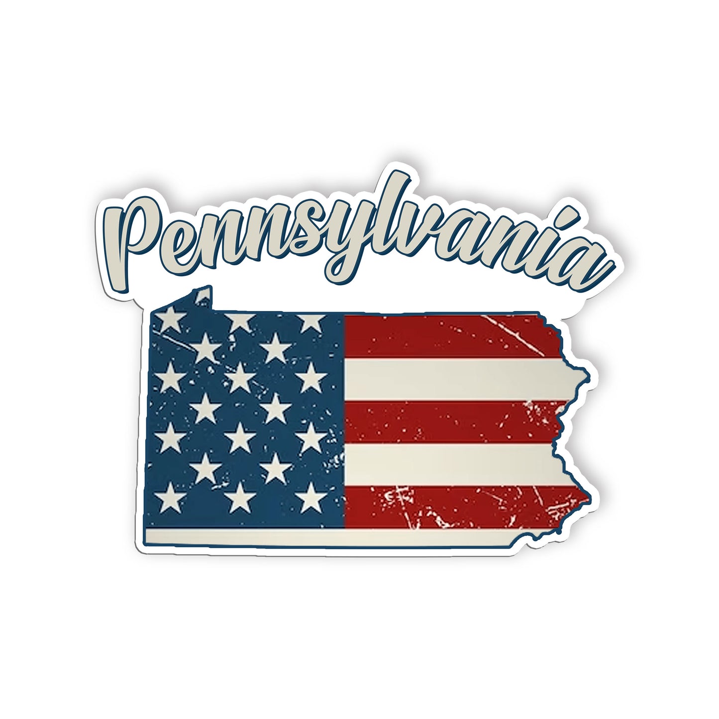 Pennsylvania Stickers  US State Shaped Map Stickers, Vintage American Flag Patri