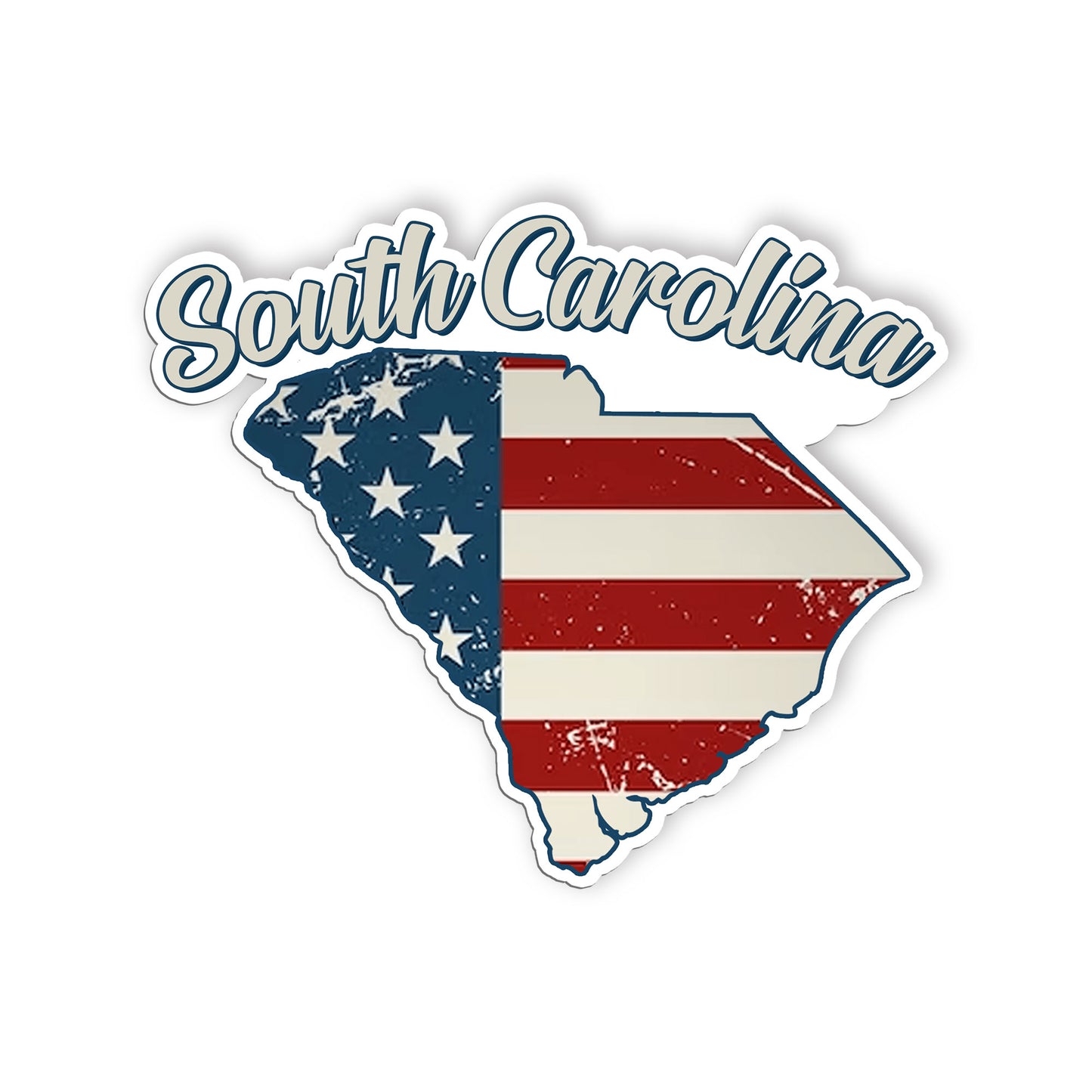 South Carolina Stickers  US State Shaped Map Stickers, Vintage American Flag Pat