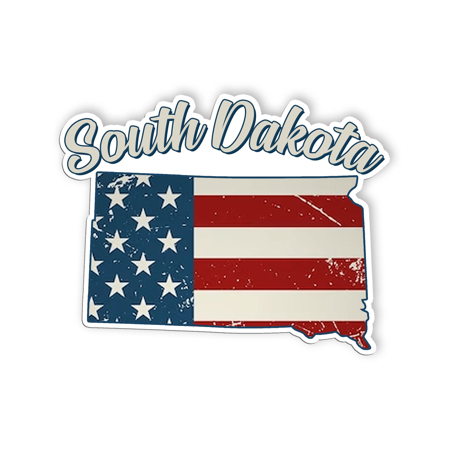 South Dakota Stickers  US State Shaped Map Stickers, Vintage American Flag Patri