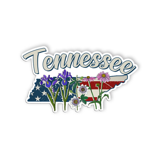 Tennessee State Flowers Stickers  US State Shaped Map Stickers, Vintage American