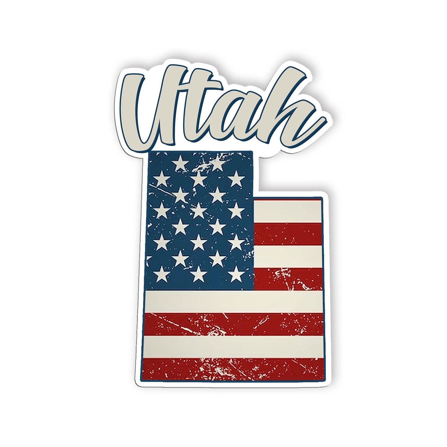 Utah Stickers  US State Shaped Map Stickers, Vintage American Flag Patriotic Vin