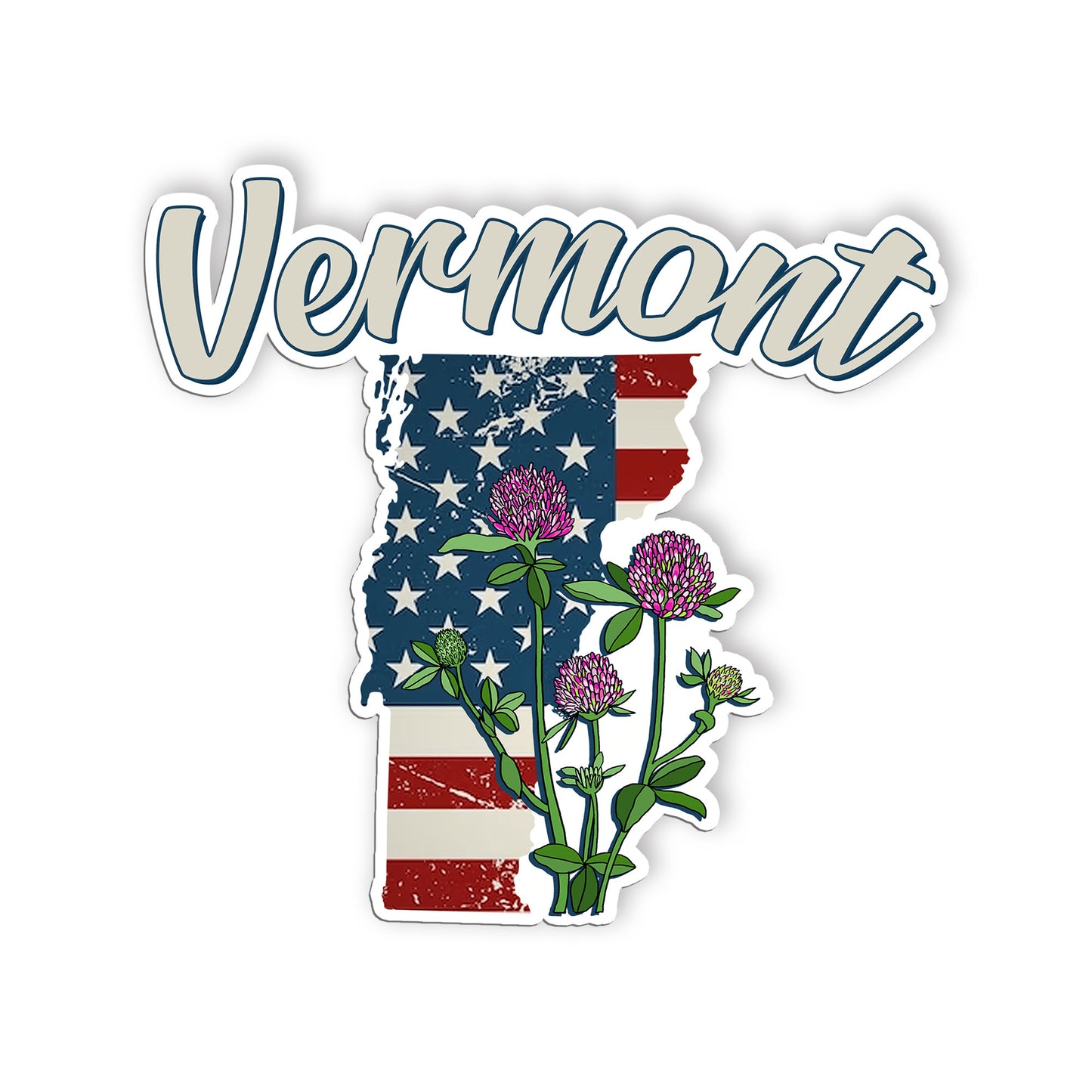 Vermont State Flowers Stickers  US State Shaped Map Stickers, Vintage American F