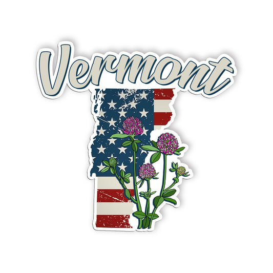 Vermont State Flowers Stickers  US State Shaped Map Stickers, Vintage American F