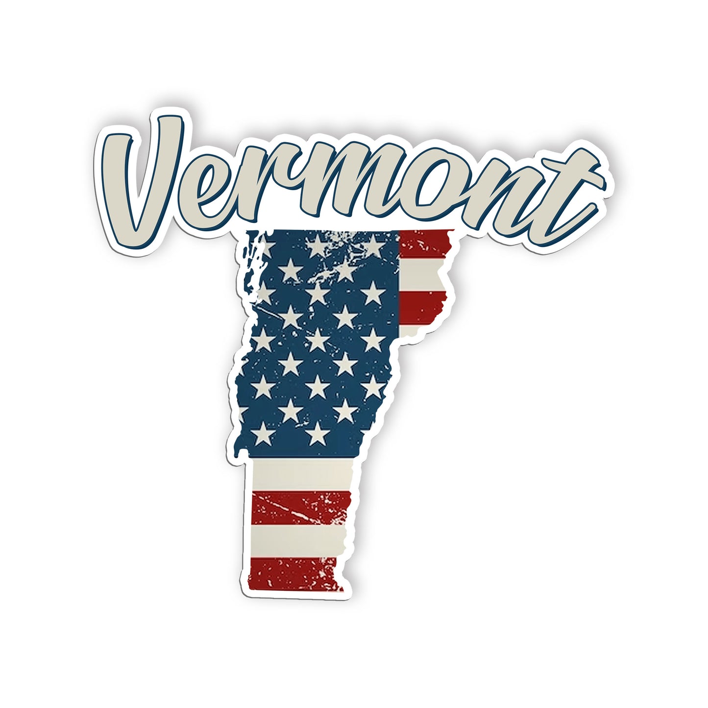 Vermont Stickers  US State Shaped Map Stickers, Vintage American Flag Patriotic 