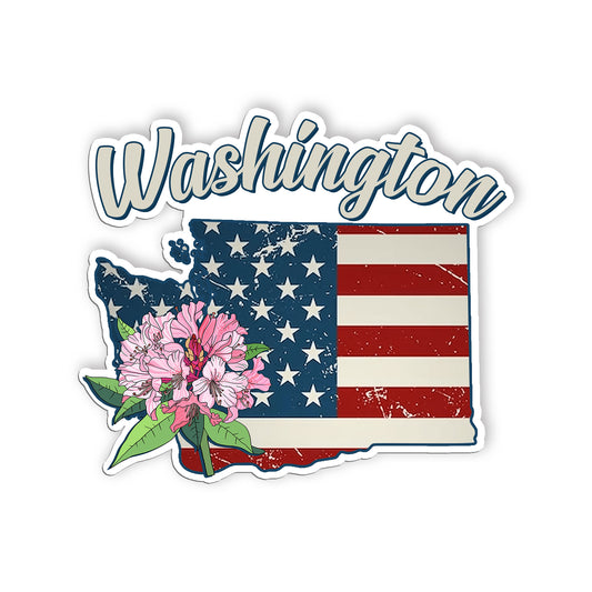 Washington State Flowers Stickers  US State Shaped Map Stickers, Vintage America
