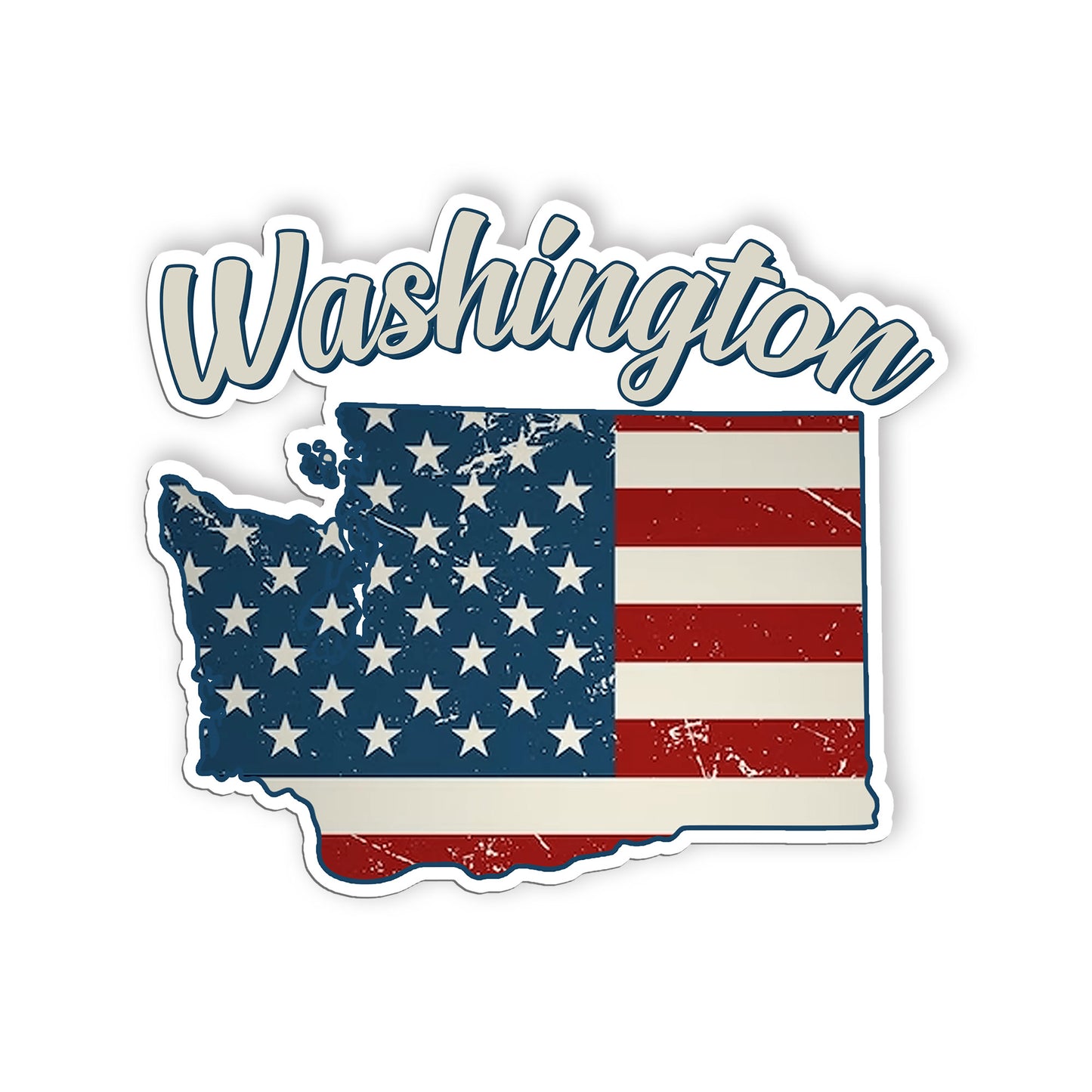 Washington Stickers  US State Shaped Map Stickers, Vintage American Flag Patriot