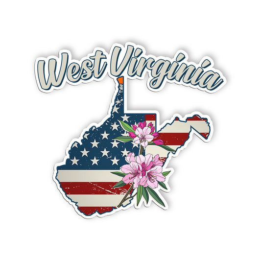 West Virginia State Flowers Stickers  US State Shaped Map Stickers, Vintage Amer