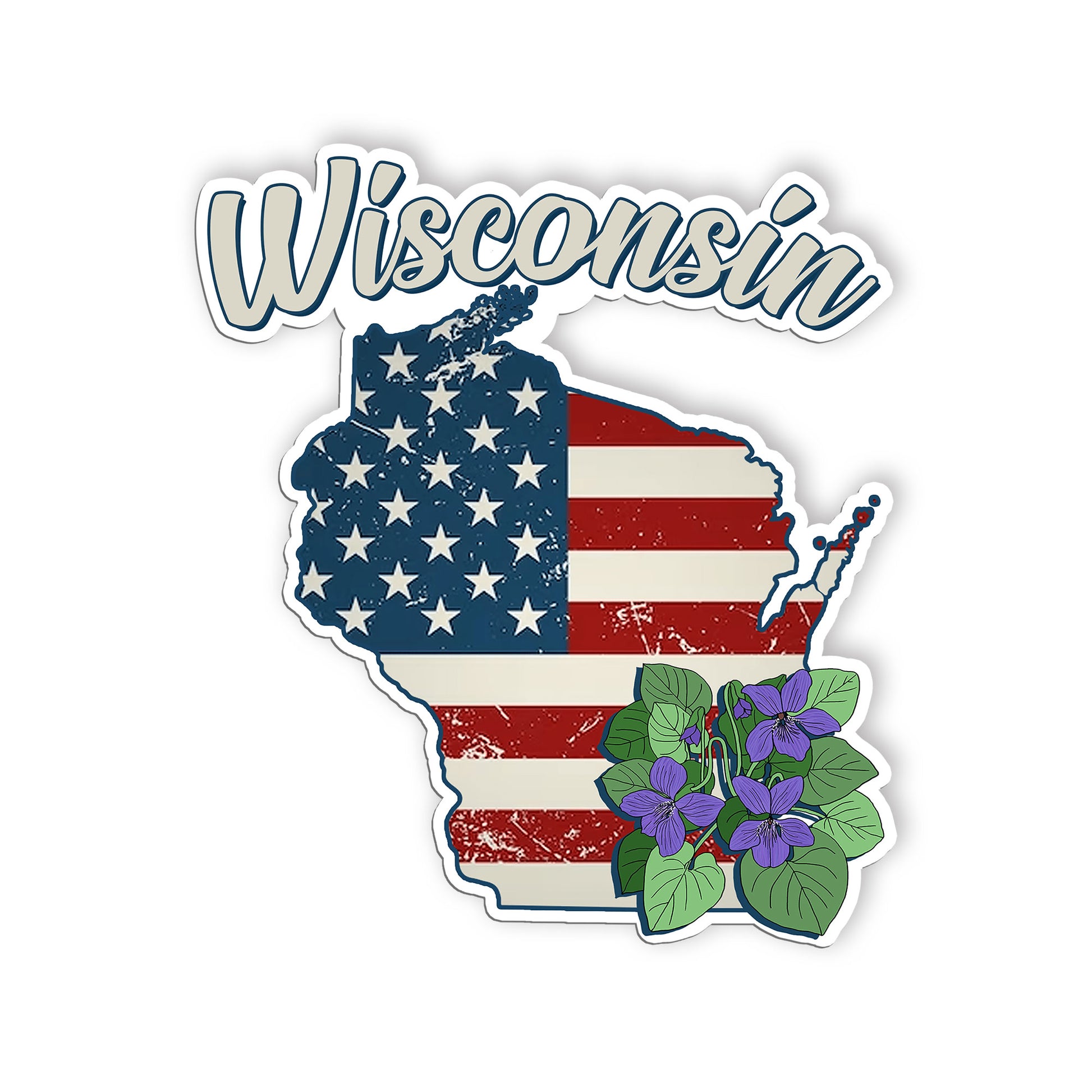 Wisconsin State Flowers Stickers  US State Shaped Map Stickers, Vintage American