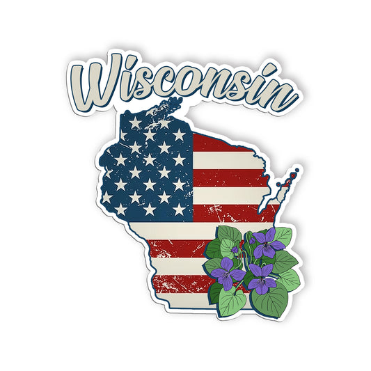 Wisconsin State Flowers Stickers  US State Shaped Map Stickers, Vintage American