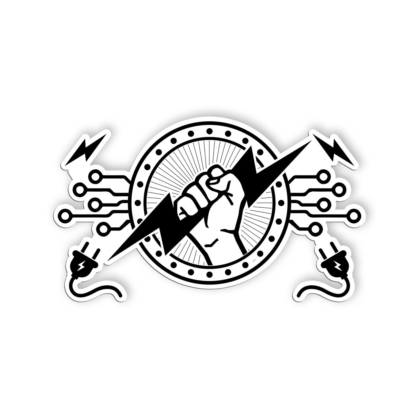 Electrician Hand Holding Thunder Sticker For Men Electrician Funny Lineman Stick