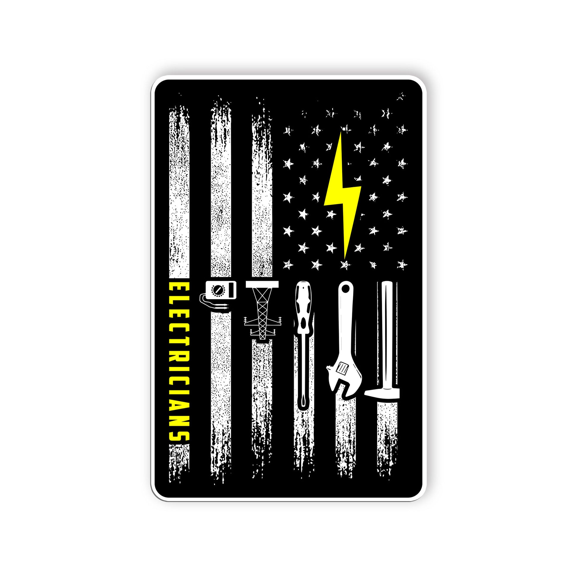Patriotic Electricians Usa Flag Sticker Funny Electricity Lineman Blue Collar St