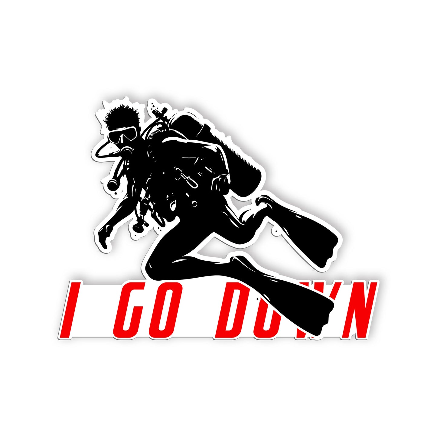 Diving I Go Down Sticker, Scuba Gear Stickers, Ocean Diving Vinyl Decals, Advent
