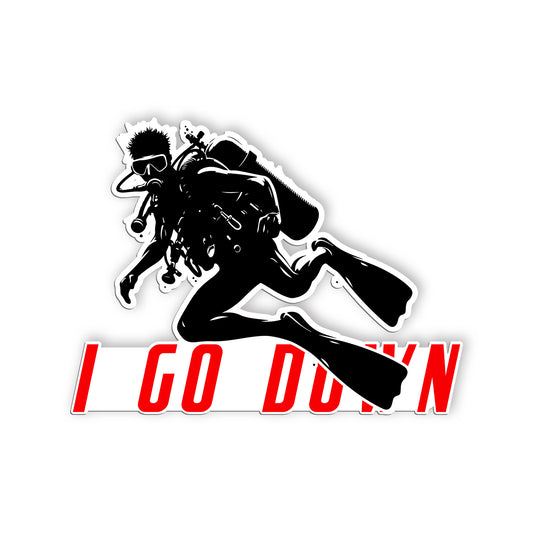 Diving I Go Down Sticker, Scuba Gear Stickers, Ocean Diving Vinyl Decals, Advent