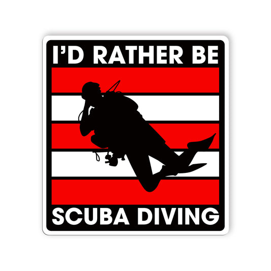 Diving Id Rather Be Scuba Gear Sticker, Scuba Gear Stickers, Ocean Diving Vinyl 