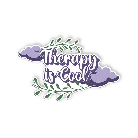 Therapy Is Cool Sticker, Mental Health Stickers, Positive and Supportive Vinyl D