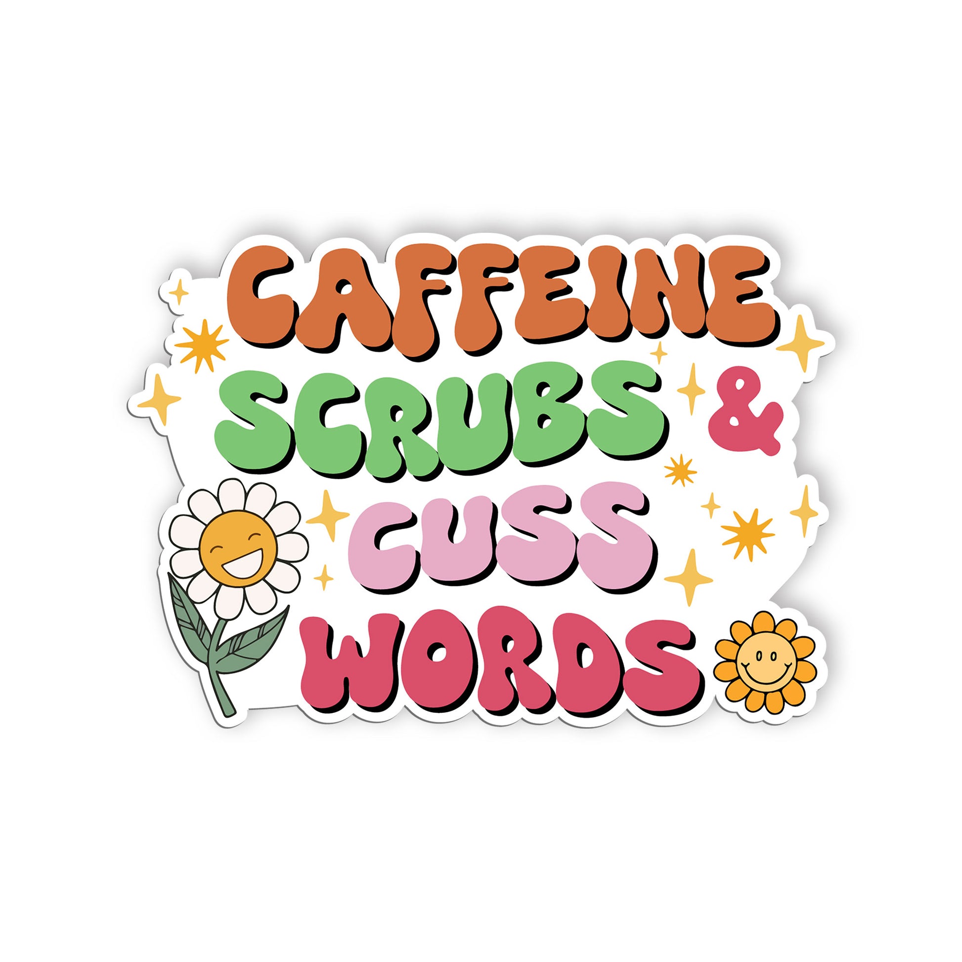 Caffeine Scrubs Cuss Words Sticker, Nurse Stickers, Nursing Medical Funny Doctor