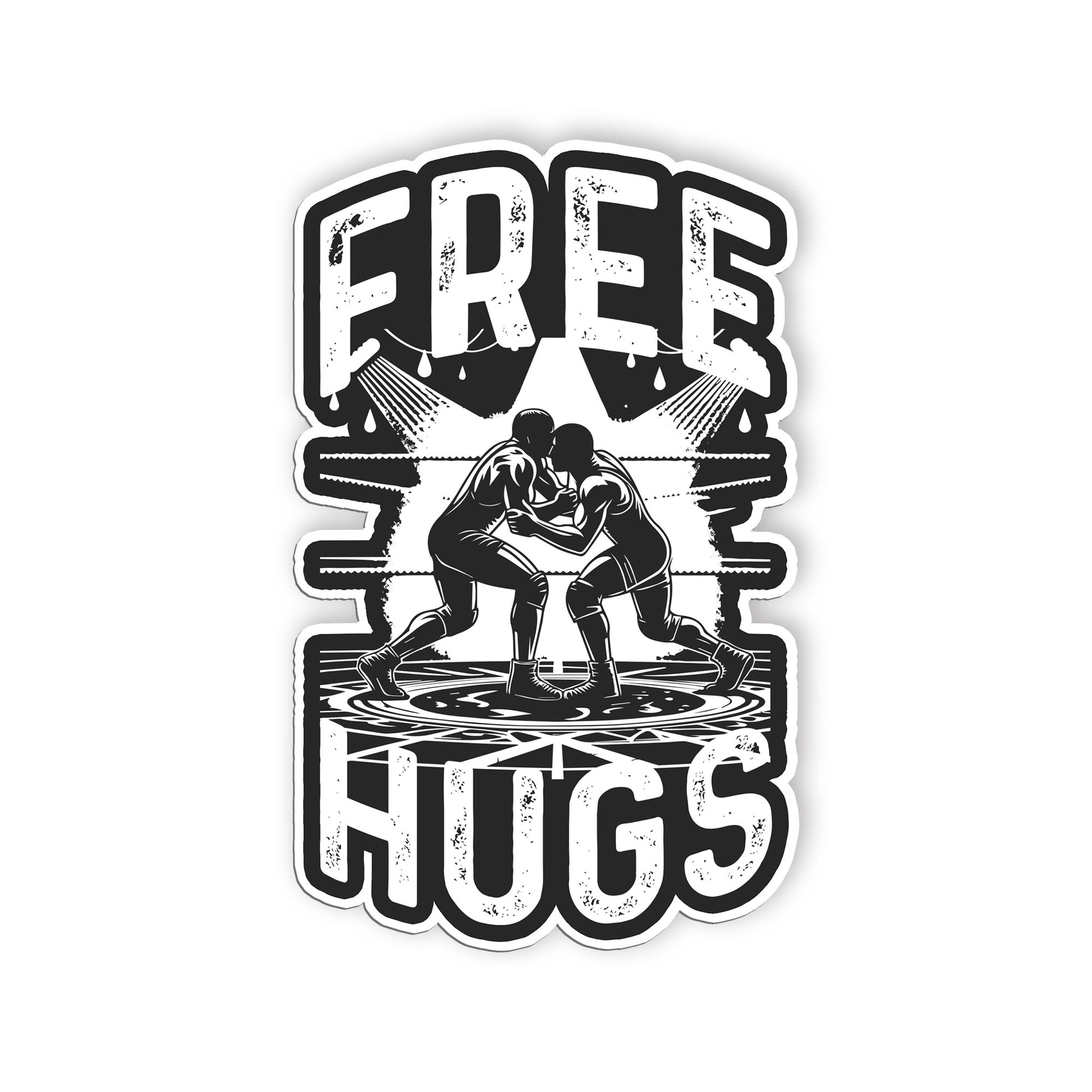 Free Hug Stickers Funny Wrestling Wrestler Joke Sticker Waterproof Vinyl Decals