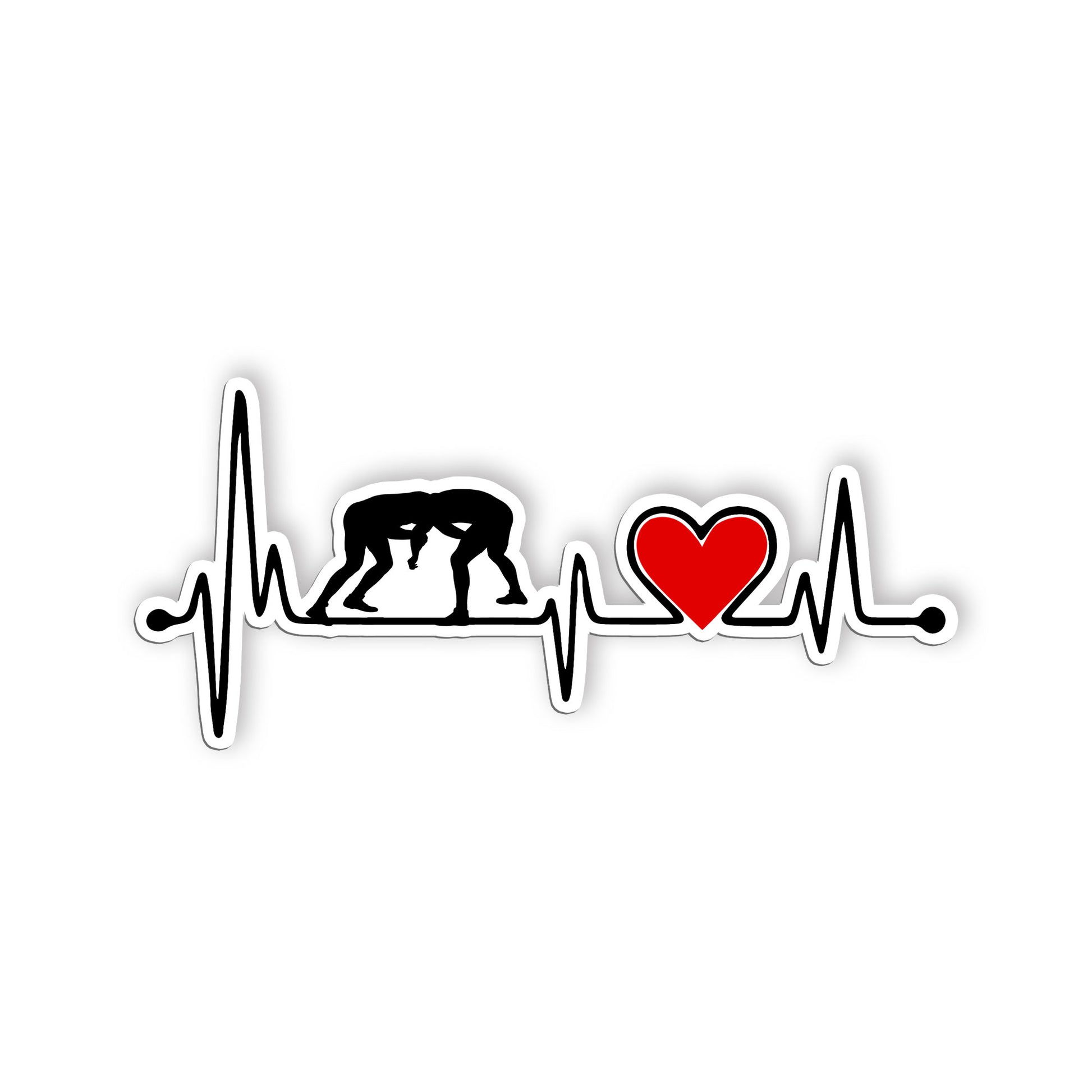 Wrestling Heartbeat Sticker Funny Wrestling Wrestler Love Sports Sticker Waterpr