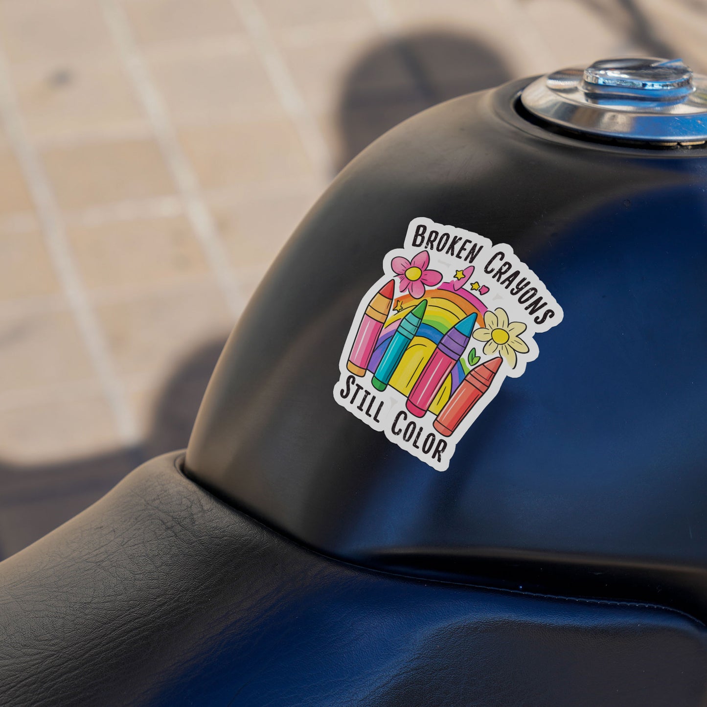 Broken Crayons Still Color Stickers Affirmation Flowers Mental Health Stickers Waterproof Vinyl Decals for Car Truck Laptop Helmet Water Bottles Bicycle Luggage Stickers