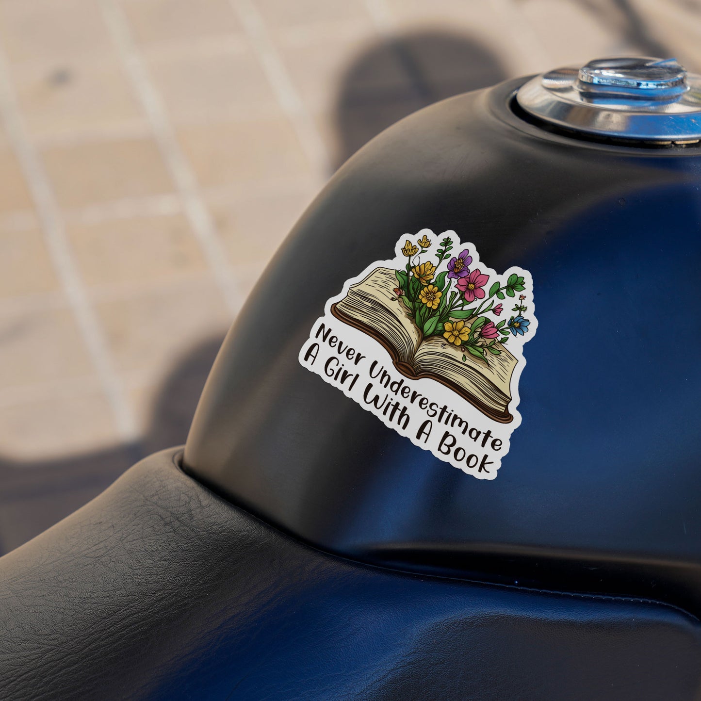 Never Underestimate A Girl With A Book Sticker Cute Funny Floral Bookish Stickers Waterproof Vinyl Decals for Car Truck Laptop Helmet Water Bottles Bicycle Luggage Stickers