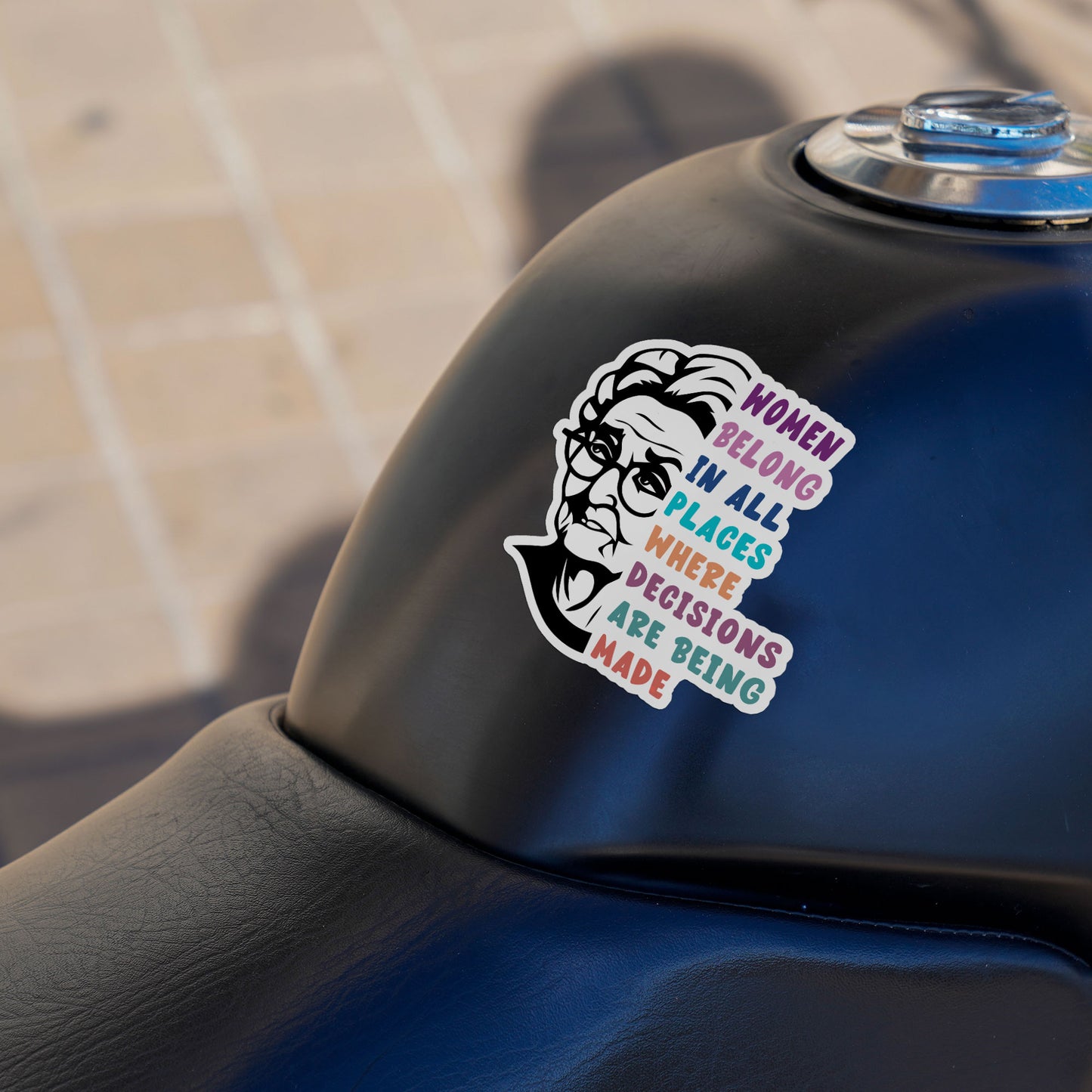 Women Belong In All Places Sticker Inspirational RBG Quote Women Rights Stickers Waterproof Vinyl Decals for Car Truck Laptop Helmet Water Bottles Bicycle Luggage Stickers