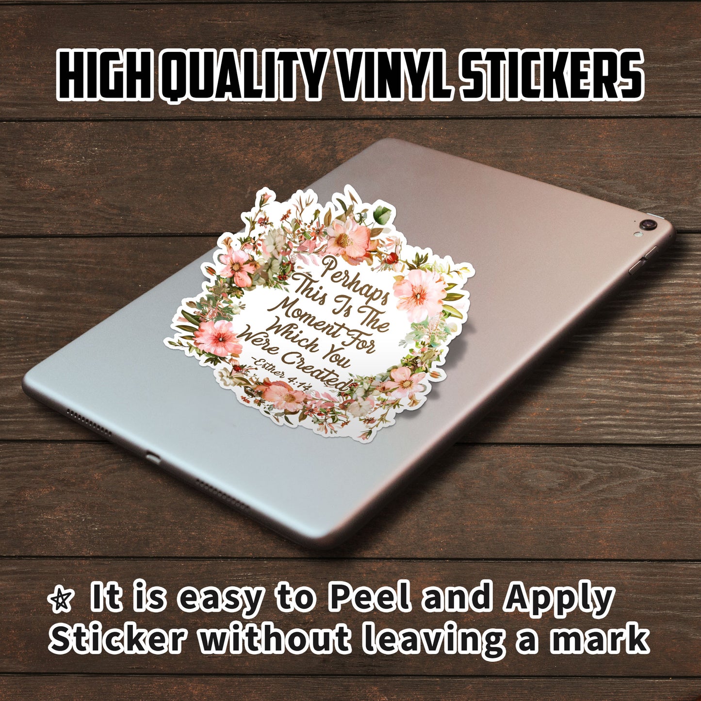 Esther 414 Decal Perhaps This Is The Moment Stickers Vintage Floral Christian Stickers Waterproof Vinyl Decals for Car Truck Laptop Helmet Water Bottles Bicycle Luggage Stickers