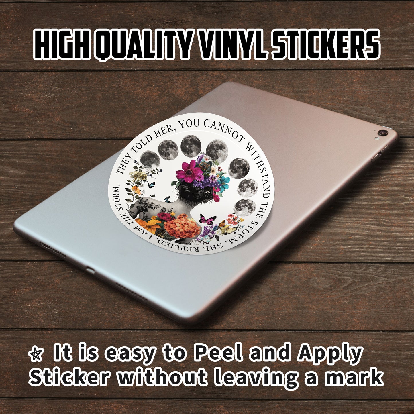 Ive Survived Too Many Storms Stickers Flowers Moon Women Rights Stickers Waterproof Vinyl Decals for Car Truck Laptop Helmet Water Bottles Bicycle Luggage Stickers