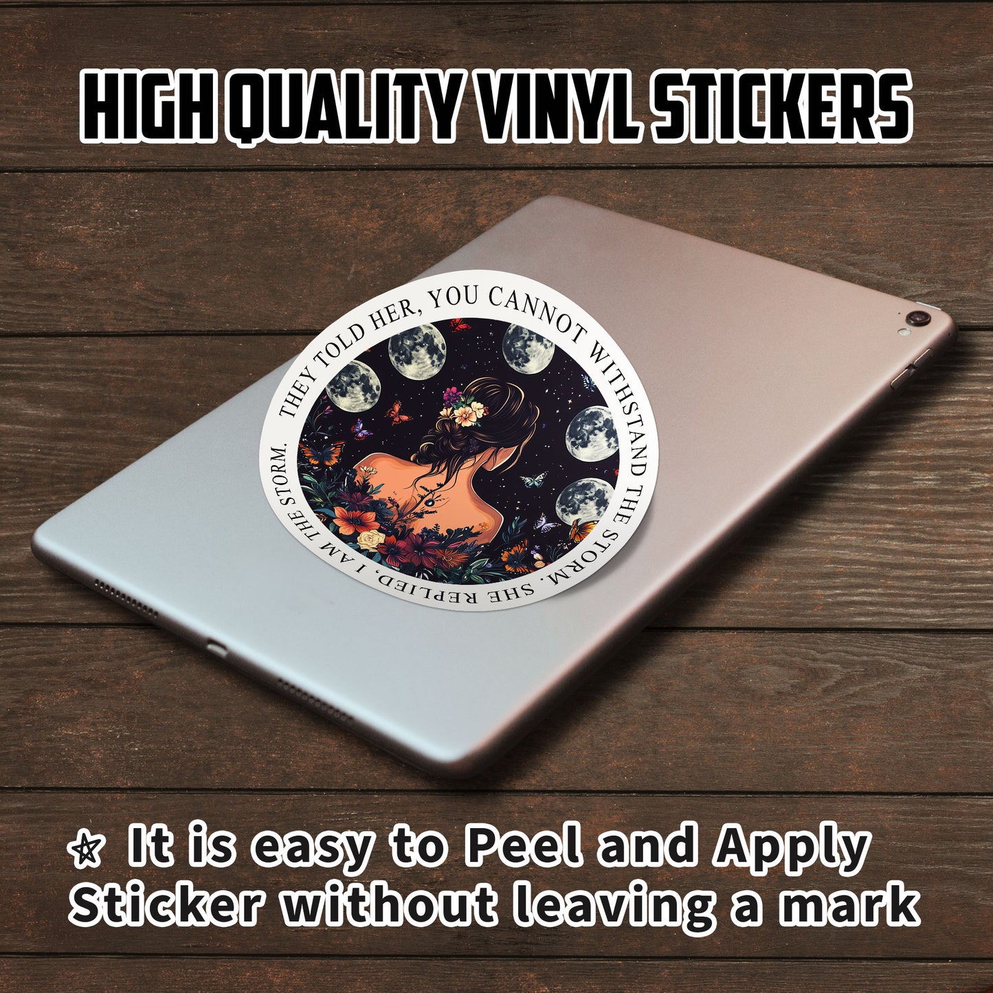 Ive Survived Too Many Storms Stickers Warrior Quote Stickers Floral Moon Stickers Waterproof Vinyl Decals for Car Truck Laptop Helmet Water Bottles Bicycle Luggage Stickers