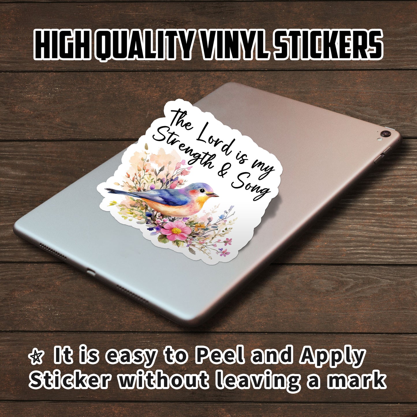The Lord Is My Strength Sticker Bible Faith Sticker Religious Quote Stickers Waterproof Vinyl Decals for Car Truck Laptop Helmet Water Bottles Bicycle Luggage Stickers