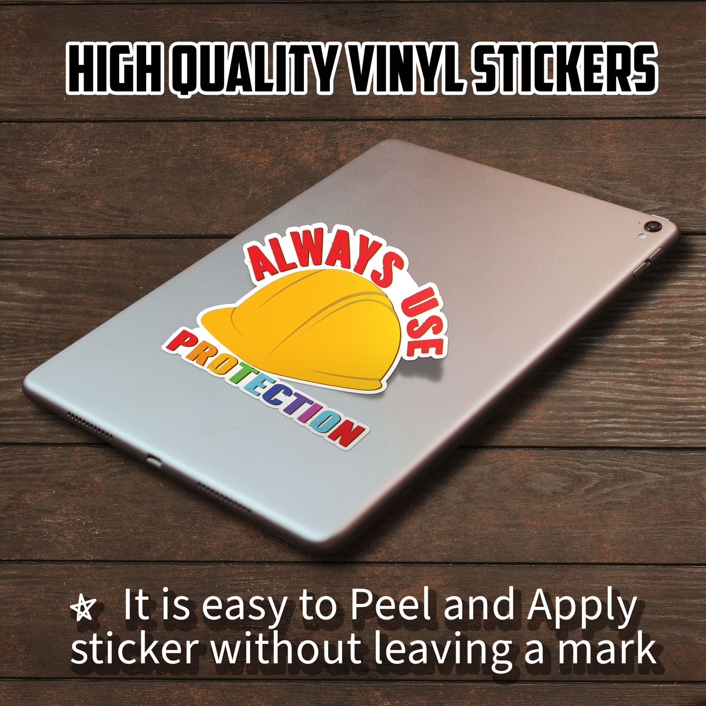 Always Use Protection Stickers Funny Construction Workers Building Stickers Waterproof Vinyl Decals for Hard Hat Car Truck Laptop Helmet Water Bottles Bicycle Luggage Stickers