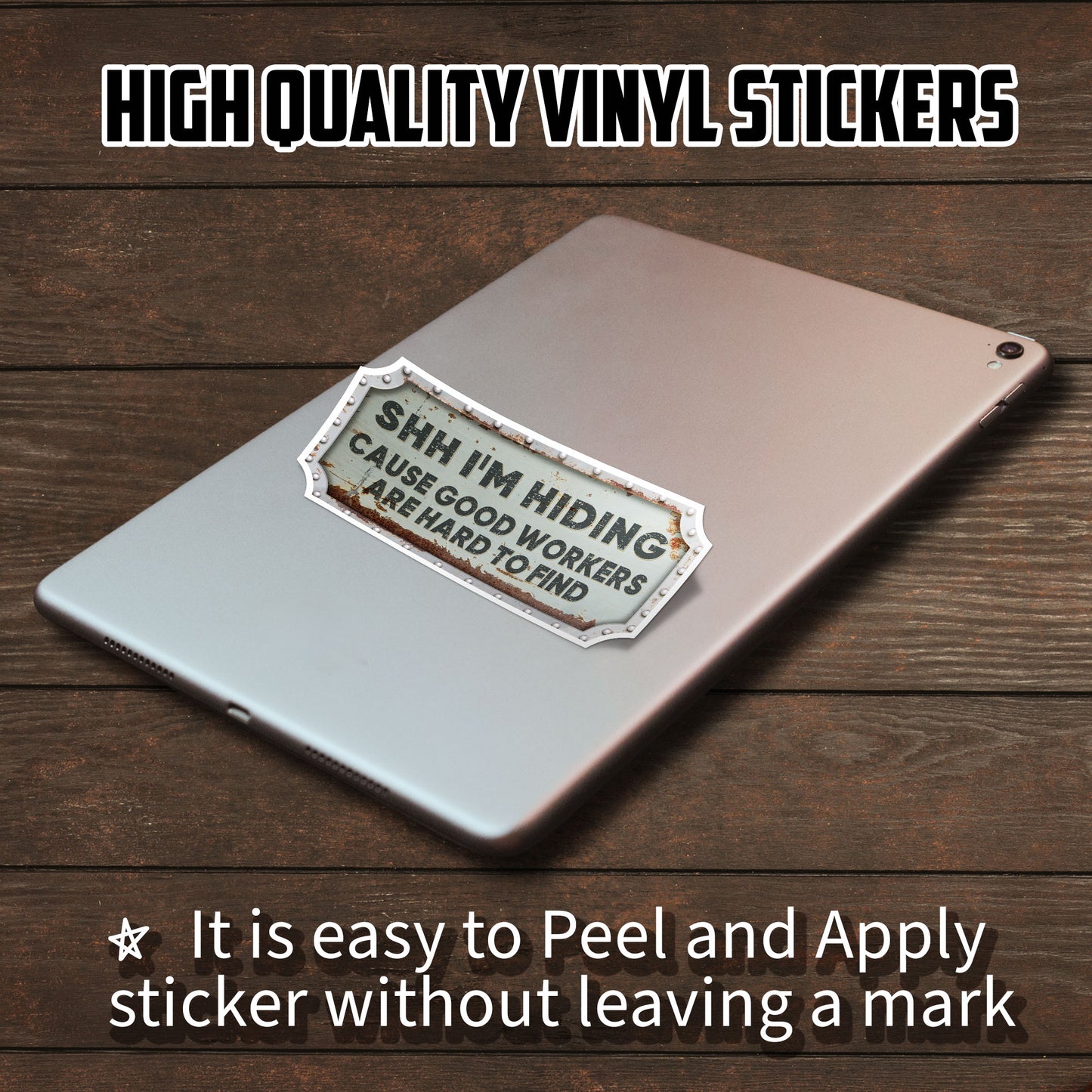 Shh Im Hiding Good Workers Blue Collar Sticker Skill Worker Stickers Waterproof Vinyl Decals for Hard Hat Car Truck Laptop Helmet Water Bottle Stickers