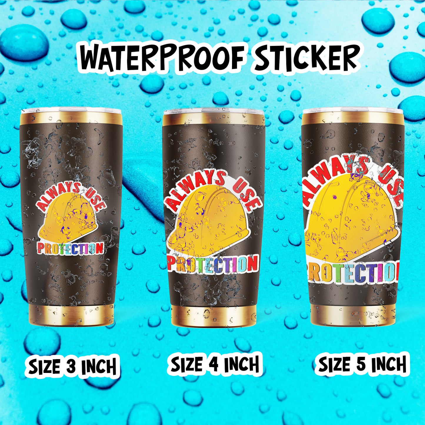 Always Use Protection Stickers Funny Construction Workers Building Stickers Waterproof Vinyl Decals for Hard Hat Car Truck Laptop Helmet Water Bottles Bicycle Luggage Stickers
