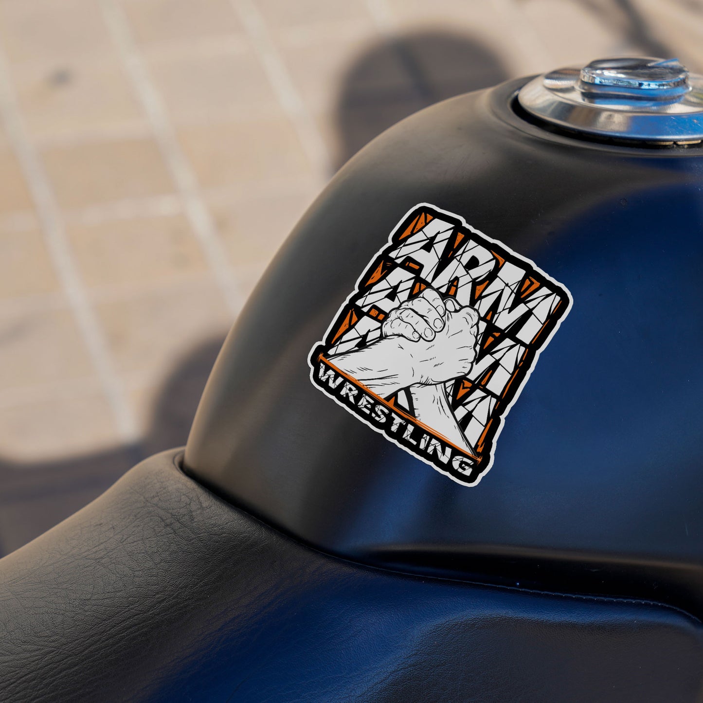 Arm Wrestling Stickers Funny Sport Real Men Hold Hands Sticker Waterproof Vinyl Decals for Car Truck Laptop Helmet Hardhats Water Bottles Bicycle Luggage, Blue Collar Stickers