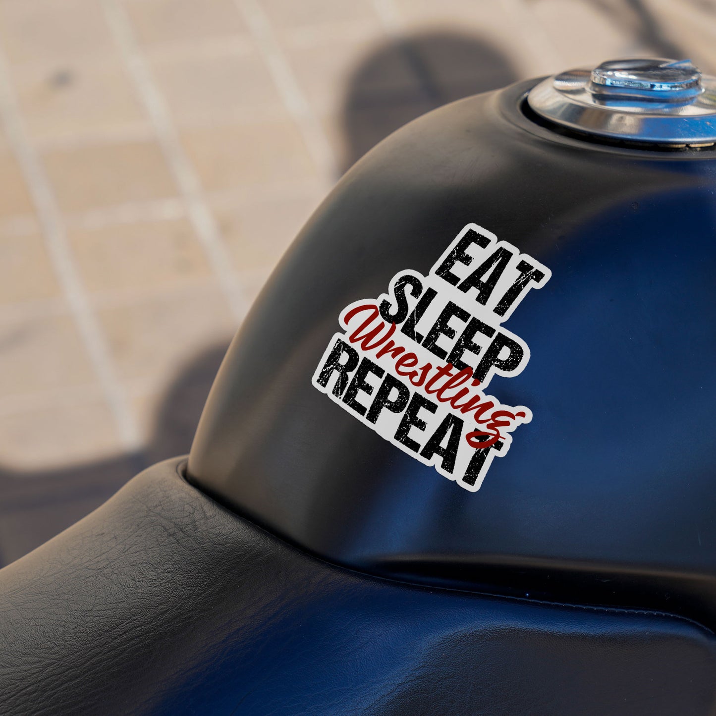 Eat Sleep Repeat Wrestling Sticker Funny Wrestle Saying Sticker Waterproof Vinyl Decals for Car Truck Laptop Helmet Hardhats Water Bottles Bicycle Luggage, Blue Collar Stickers