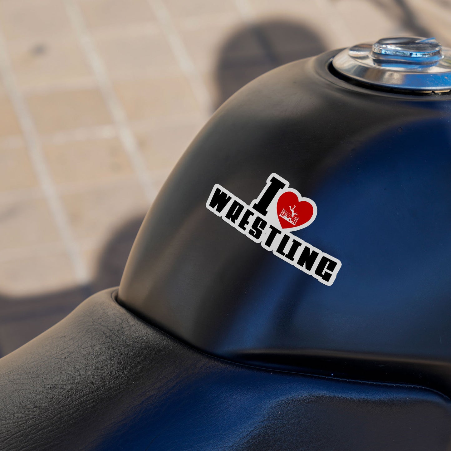 I Love Wrestling Sticker Funny Wrestle Wrester Lover sticker Waterproof Vinyl Decals for Car Truck Laptop Helmet Hardhats Water Bottles Bicycle Luggage, Blue Collar Stickers
