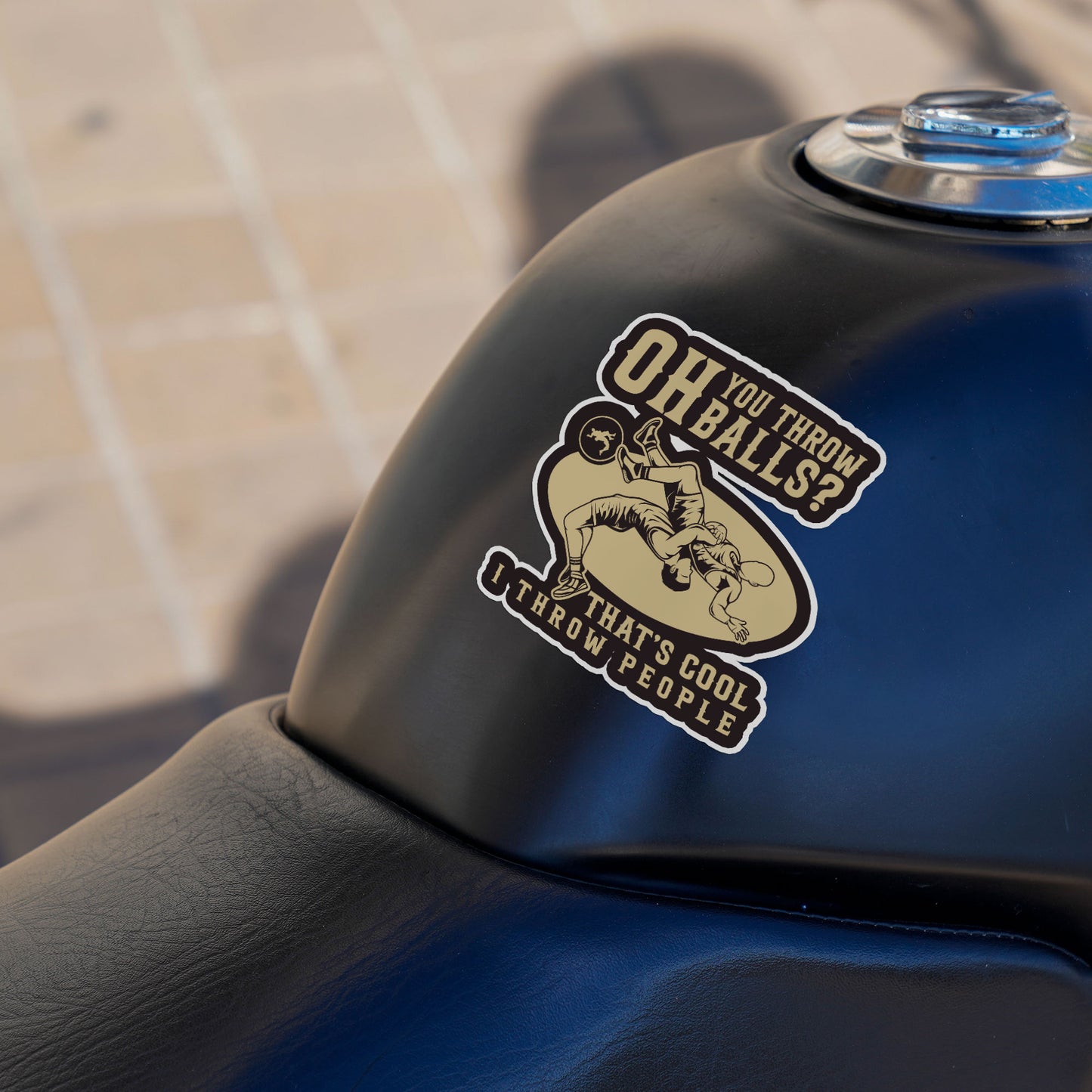 Oh You Throw Balls Thats Cool I Throw People Sticker Wrestling Wrestler Joke Stickers Waterproof Vinyl Decals for Car Truck Laptop Helmet Hardhats Water Bottles Bicycle Luggage, Blue Collar Stickers