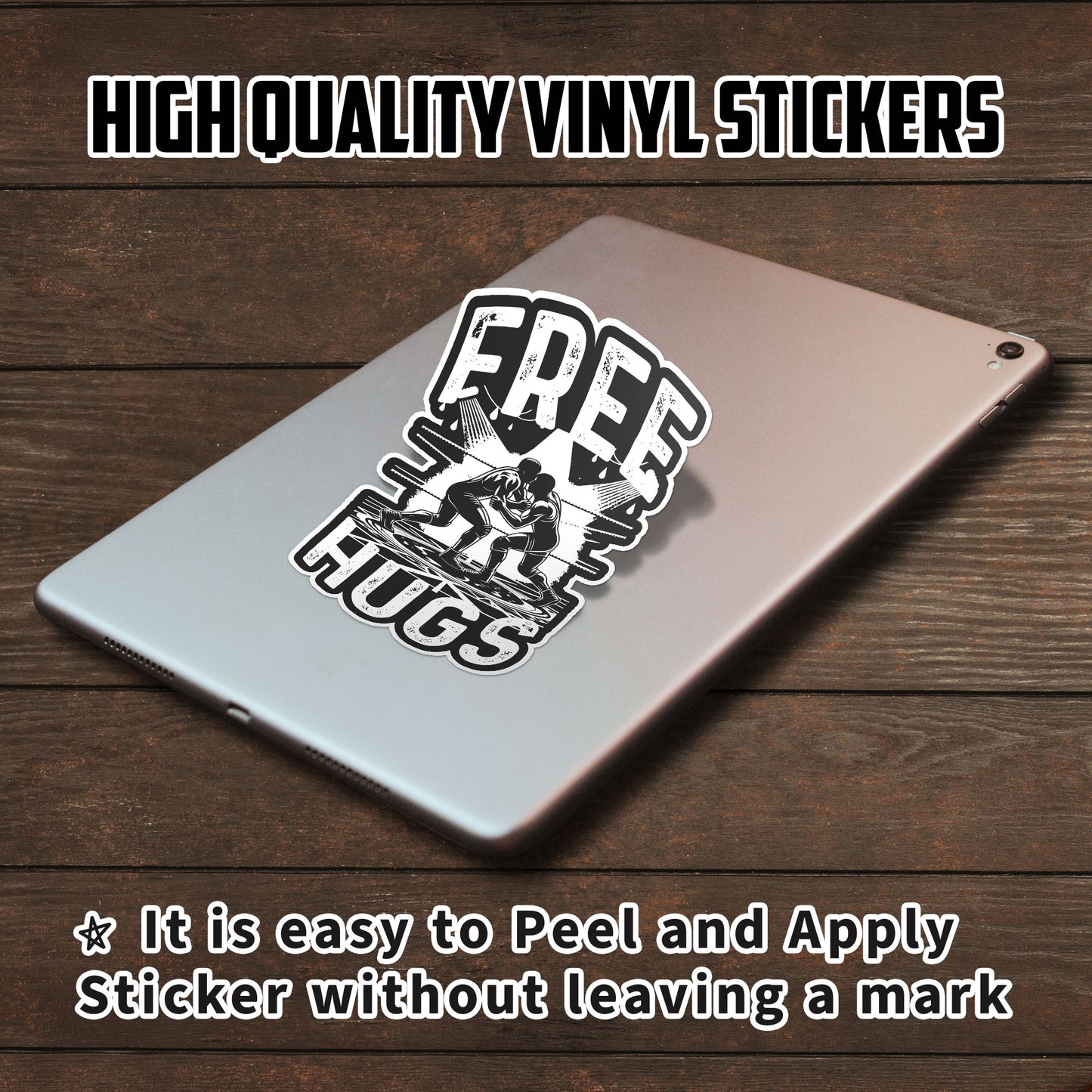 Free Hug Stickers Funny Wrestling Wrestler Joke Sticker Waterproof Vinyl Decals for Car Truck Laptop Helmet Hardhats Water Bottles Bicycle Luggage, Blue Collar Stickers