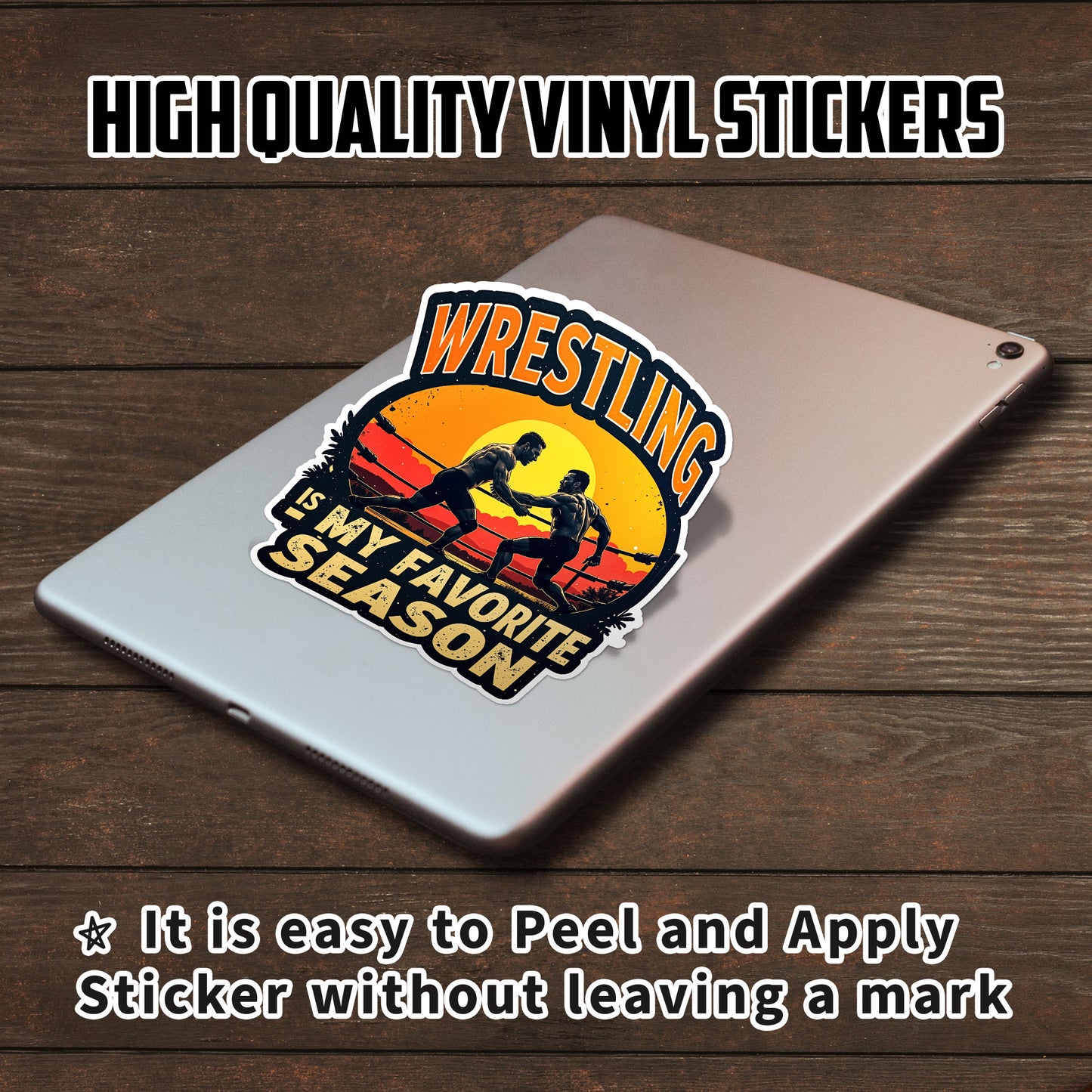 Wrestling Is My Favorite Season Sticker Funny Sport Stickers Waterproof Vinyl Decals for Car Truck Laptop Helmet Hardhats Water Bottles Bicycle Luggage, Blue Collar Stickers