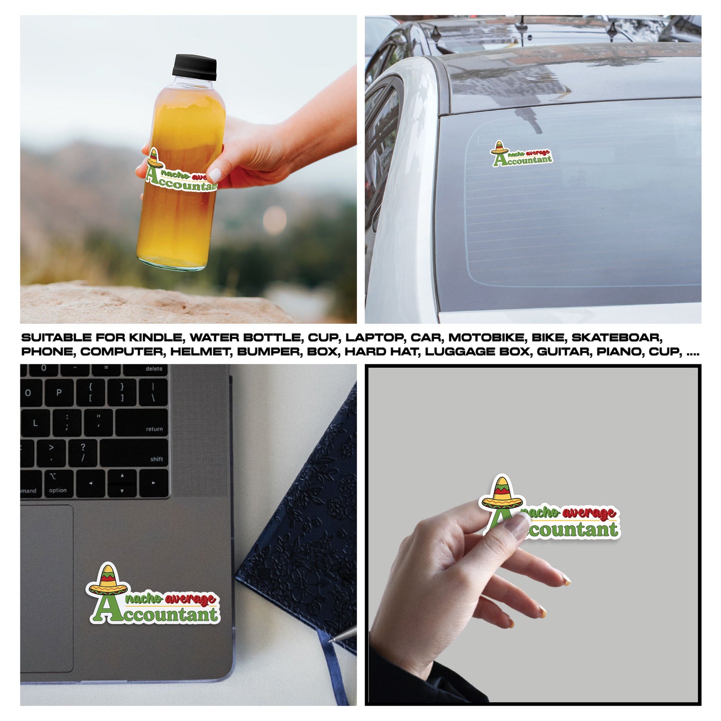 A Nacho Average Accountant Sticker, Accountant Stickers, Funny CPA Tax Season Accounting Vinyl Decal, Waterproof, UV Resistant, for Water Bottle, Scrapbook, Laptop, Car