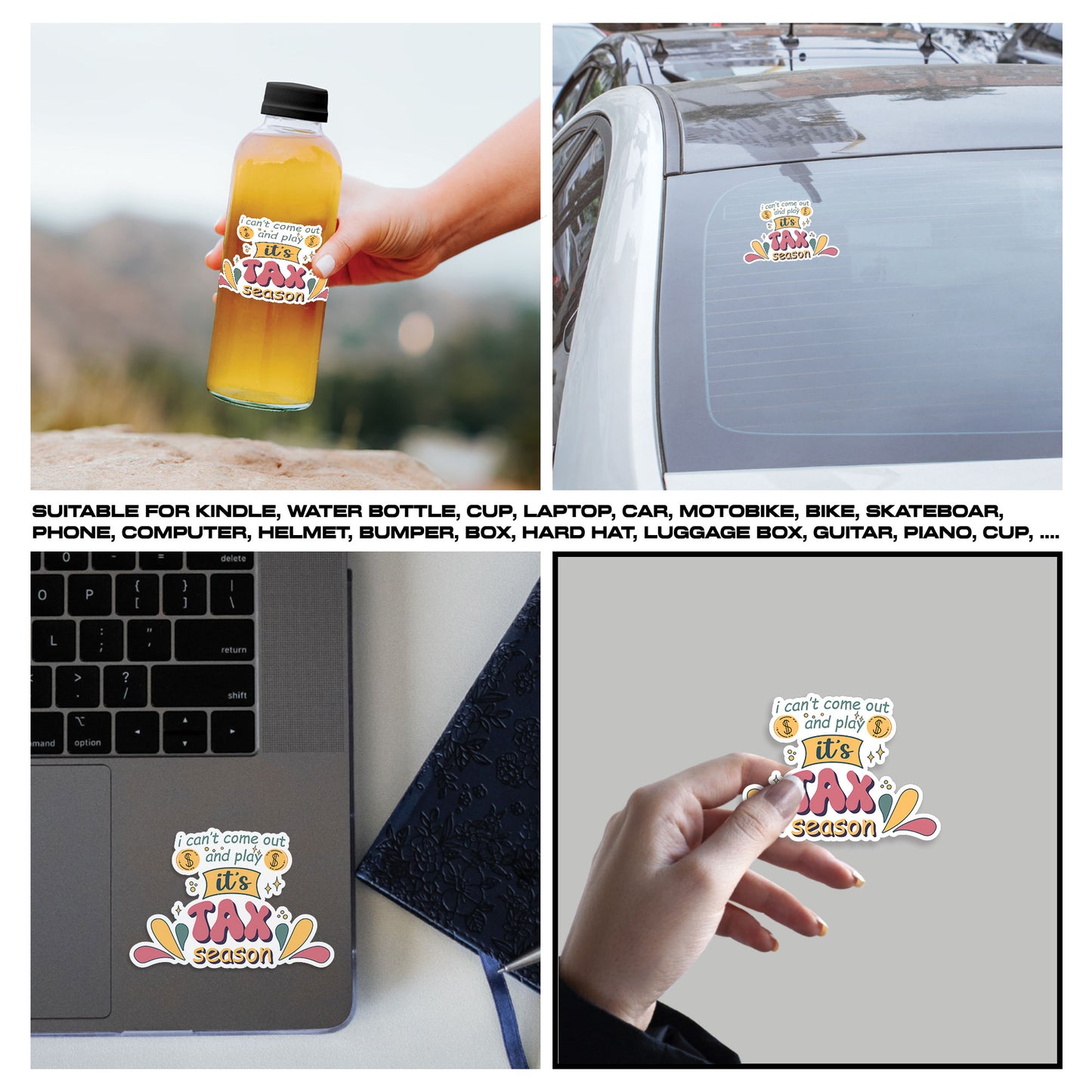 I Cant Come Out And Play Its Tax Season Sticker, Accountant Stickers, Funny CPA Tax Season Accounting Vinyl Decal, Waterproof, UV Resistant, for Water Bottle, Scrapbook, Laptop, Car