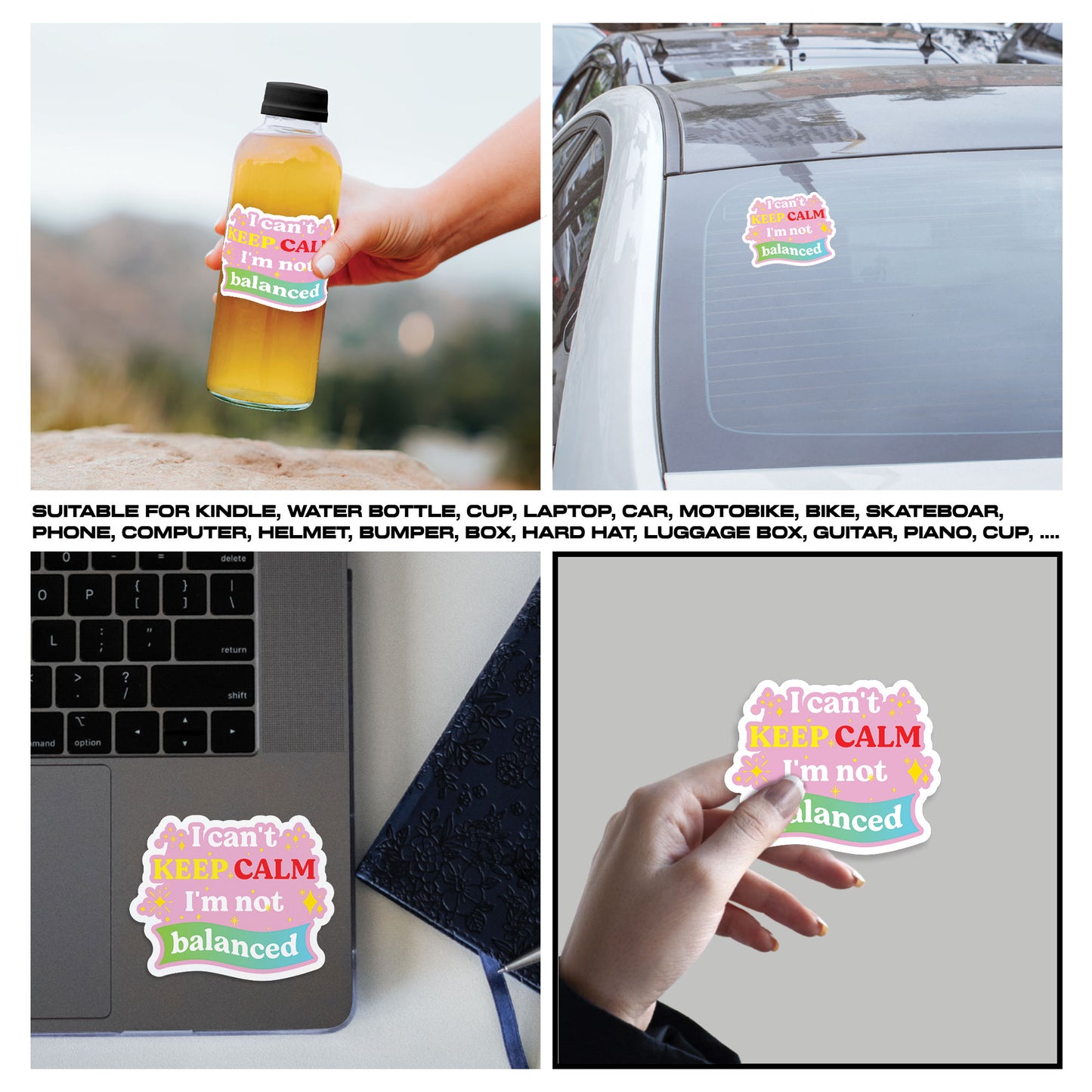 I Cant Keep Calm Im Not Balanced Sticker, Accountant Stickers, Funny CPA Tax Season Accounting Vinyl Decal, Waterproof, UV Resistant, for Water Bottle, Scrapbook, Laptop, Car