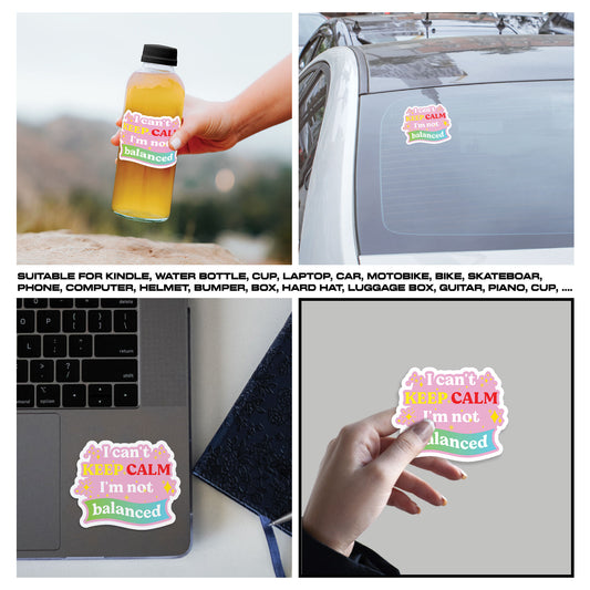 I Cant Keep Calm Im Not Balanced Sticker, Accountant Stickers, Funny CPA Tax Season Accounting Vinyl Decal, Waterproof, UV Resistant, for Water Bottle, Scrapbook, Laptop, Car